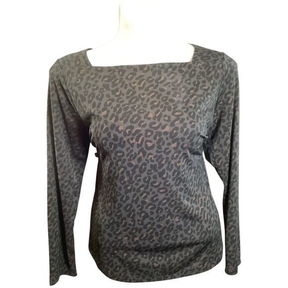 Ann Taylor Leopard Print Blouse in Black and Brown, Stretch, Plus Size 2XL - Picture 1 of 8